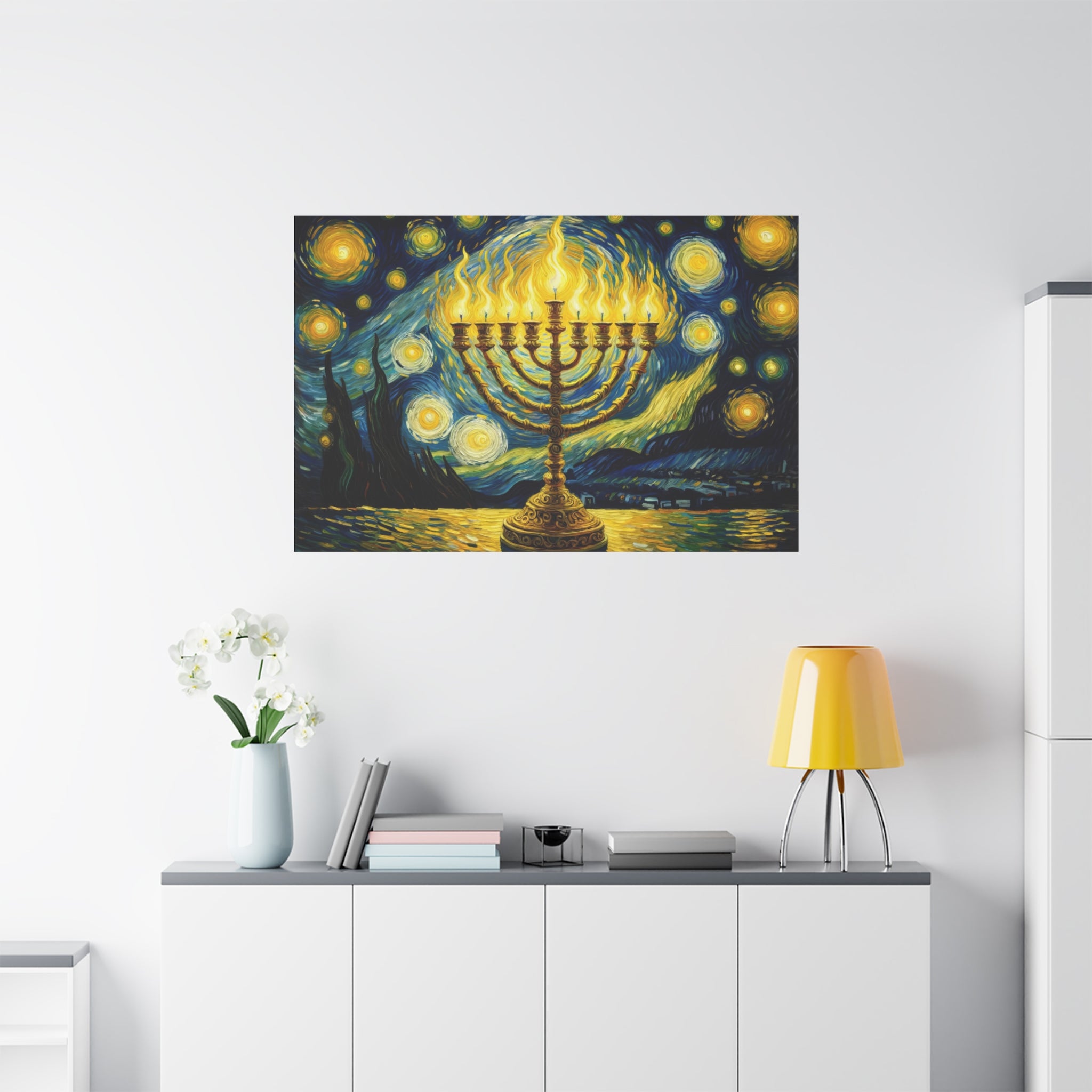קנבס ציור בסגנון מנורה ואן גוך