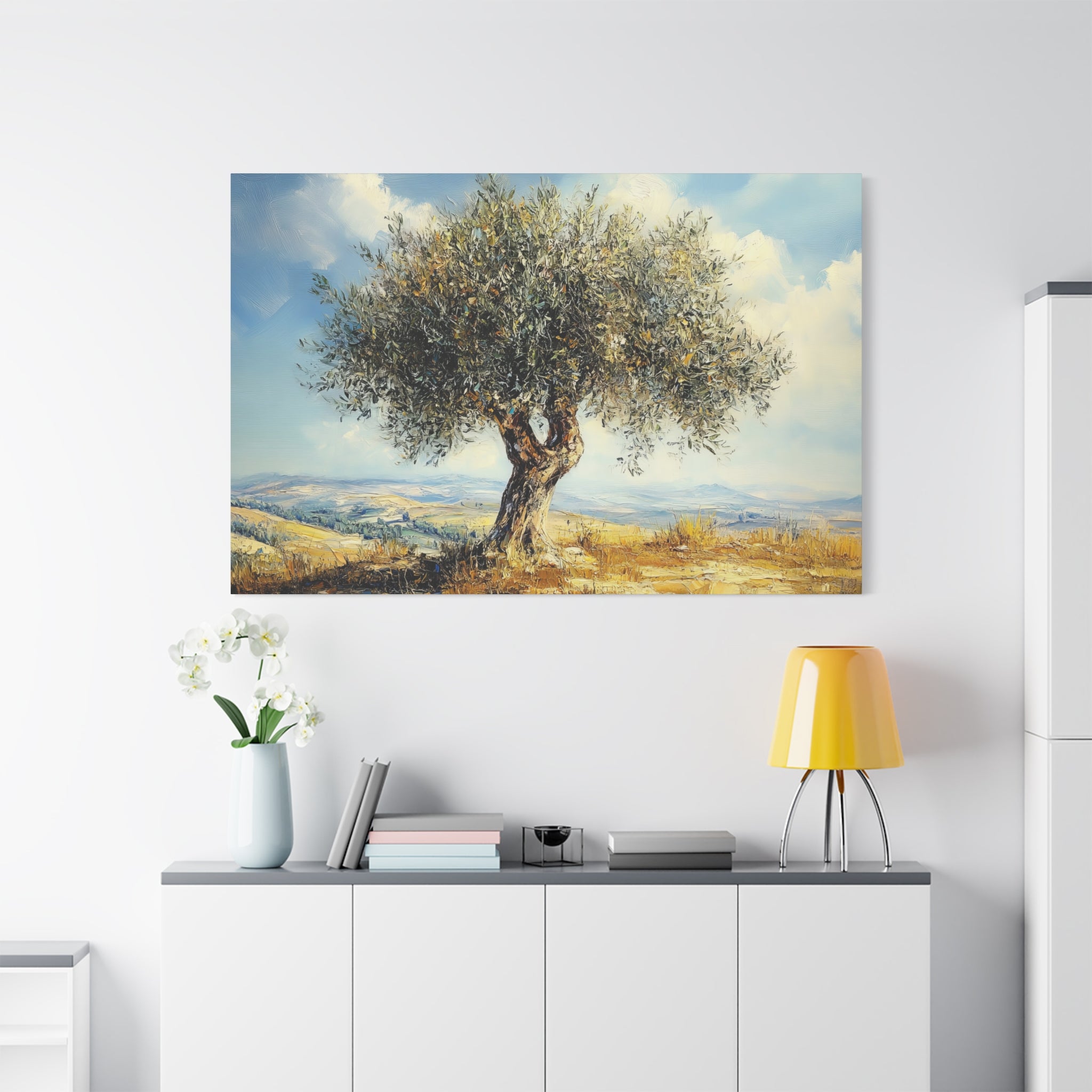 Judean Hills Olive Tree Painting Canvas Israel Art