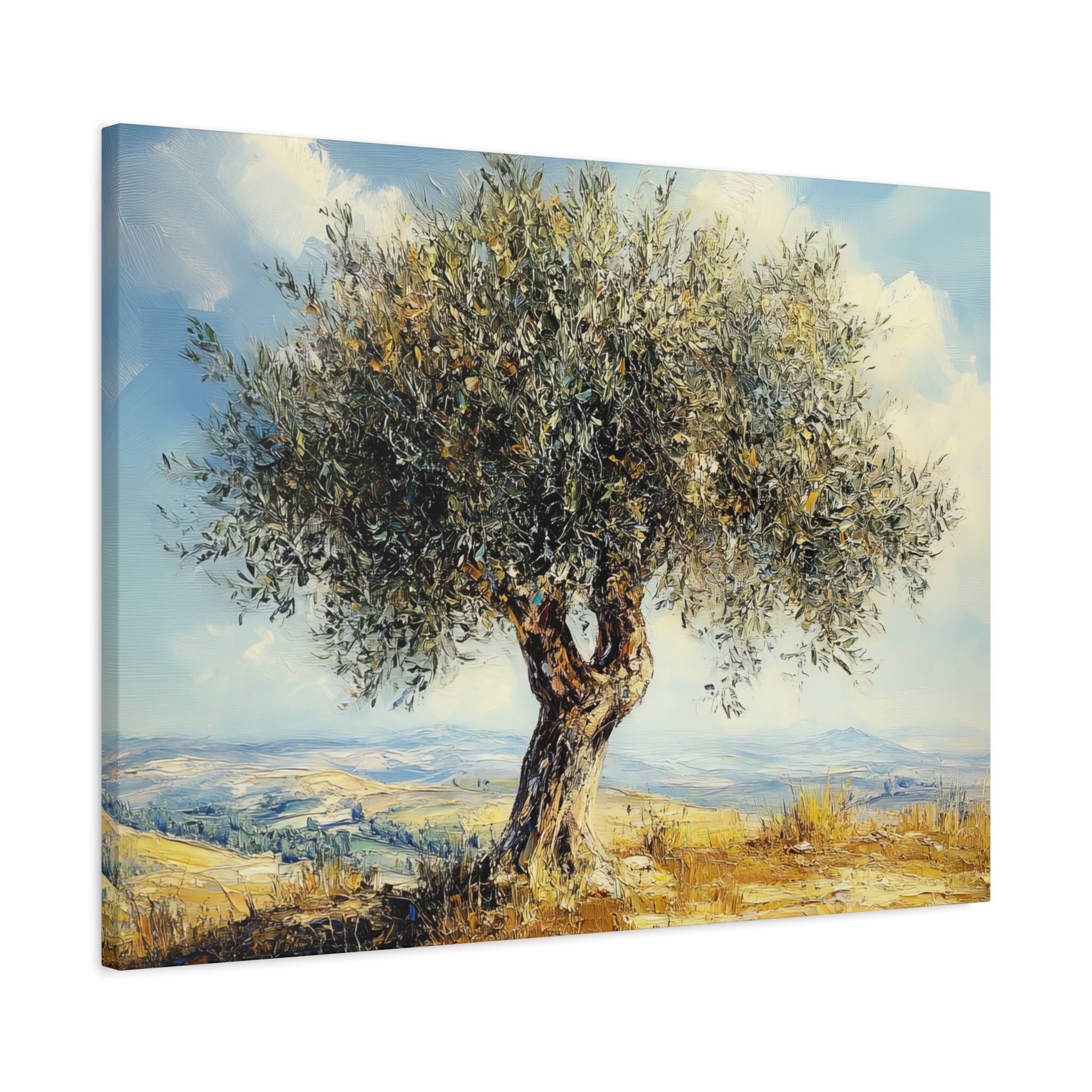 Judean Hills Olive Tree Painting Canvas Israel Art