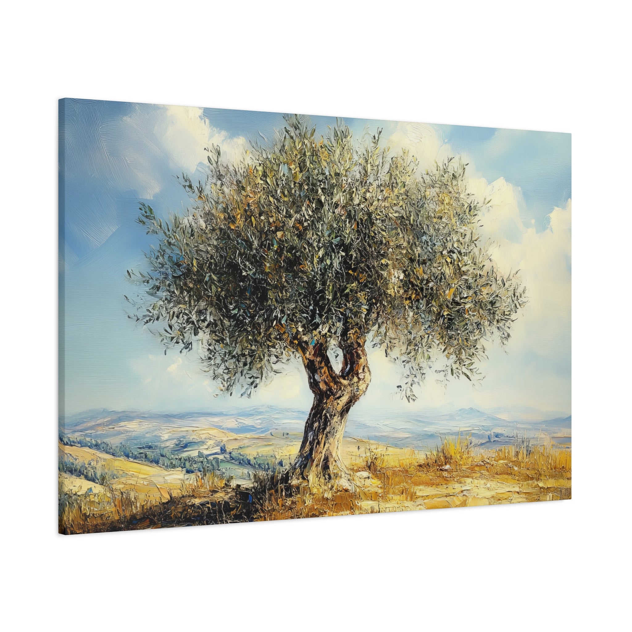 Judean Hills Olive Tree Painting Canvas Israel Art