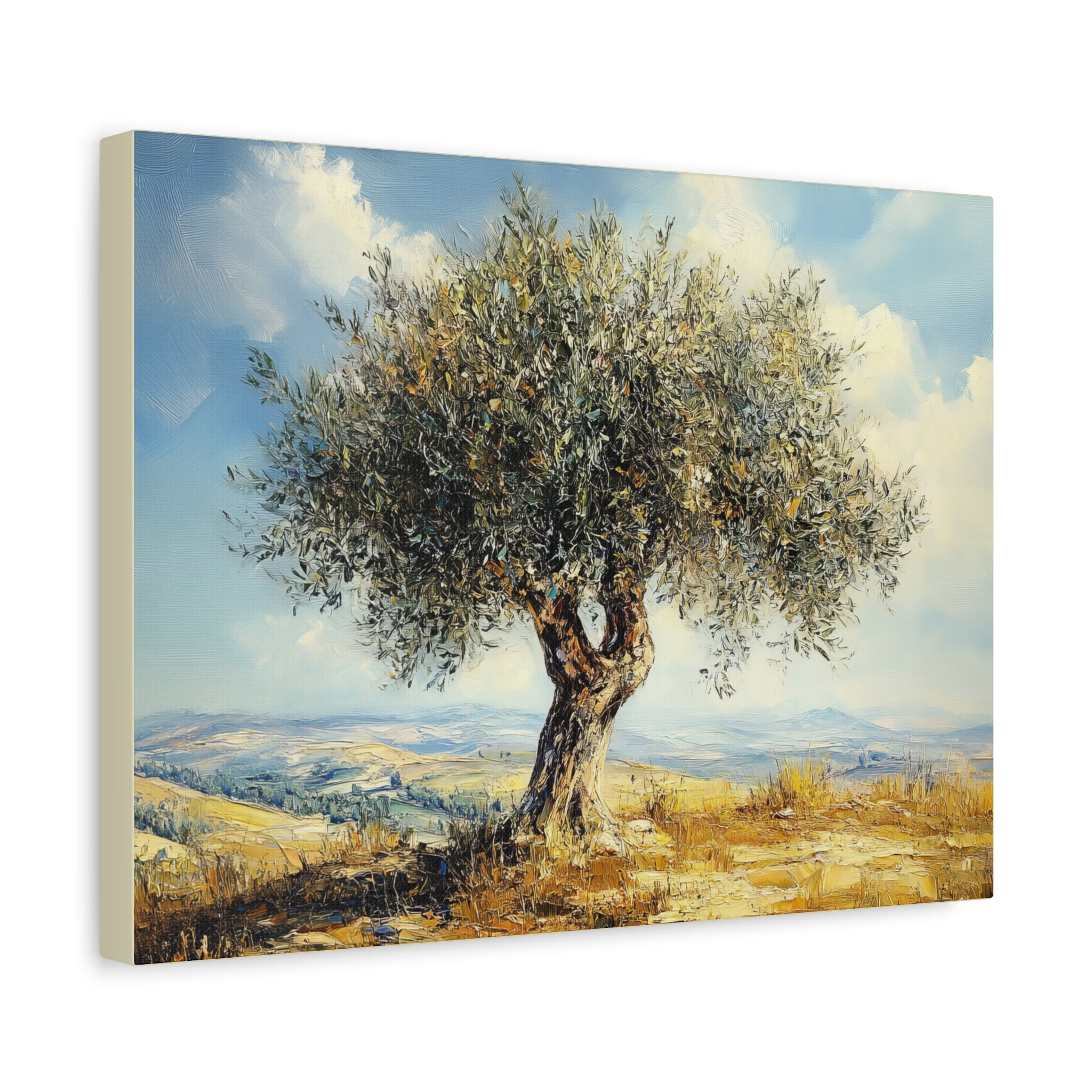 Judean Hills Olive Tree Painting Canvas Israel Art
