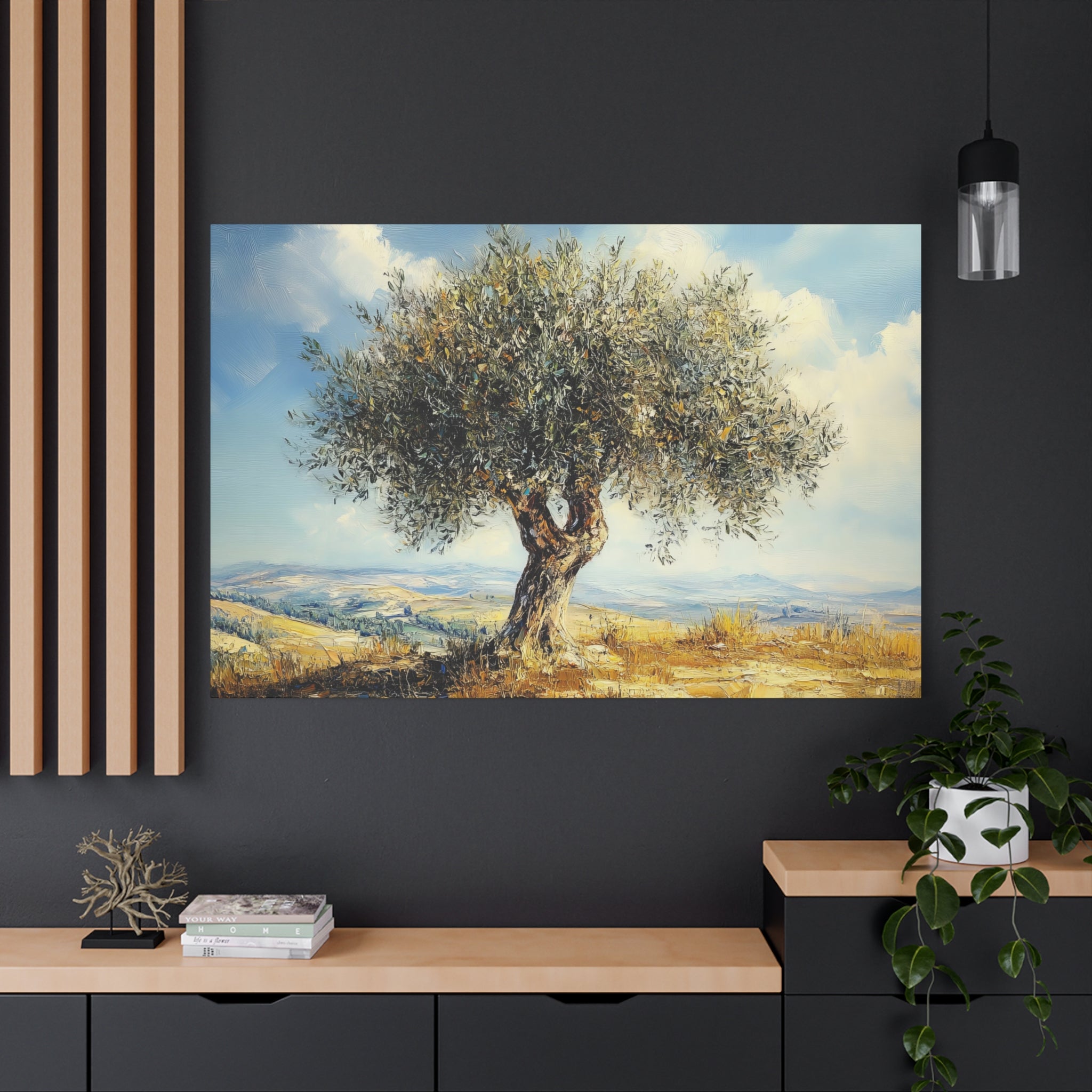 Judean Hills Olive Tree Painting Canvas Israel Art