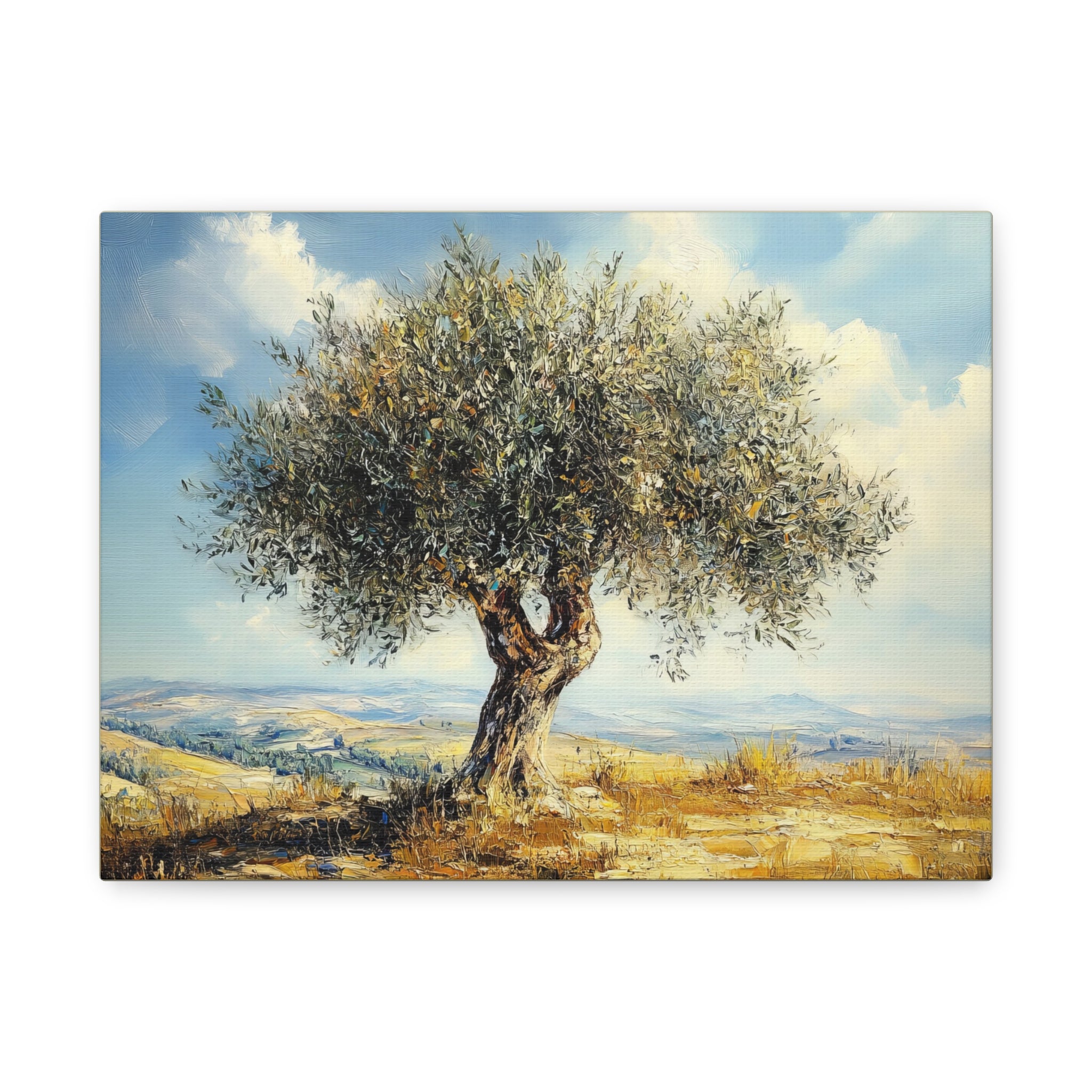 Judean Hills Olive Tree Painting Canvas Israel Art