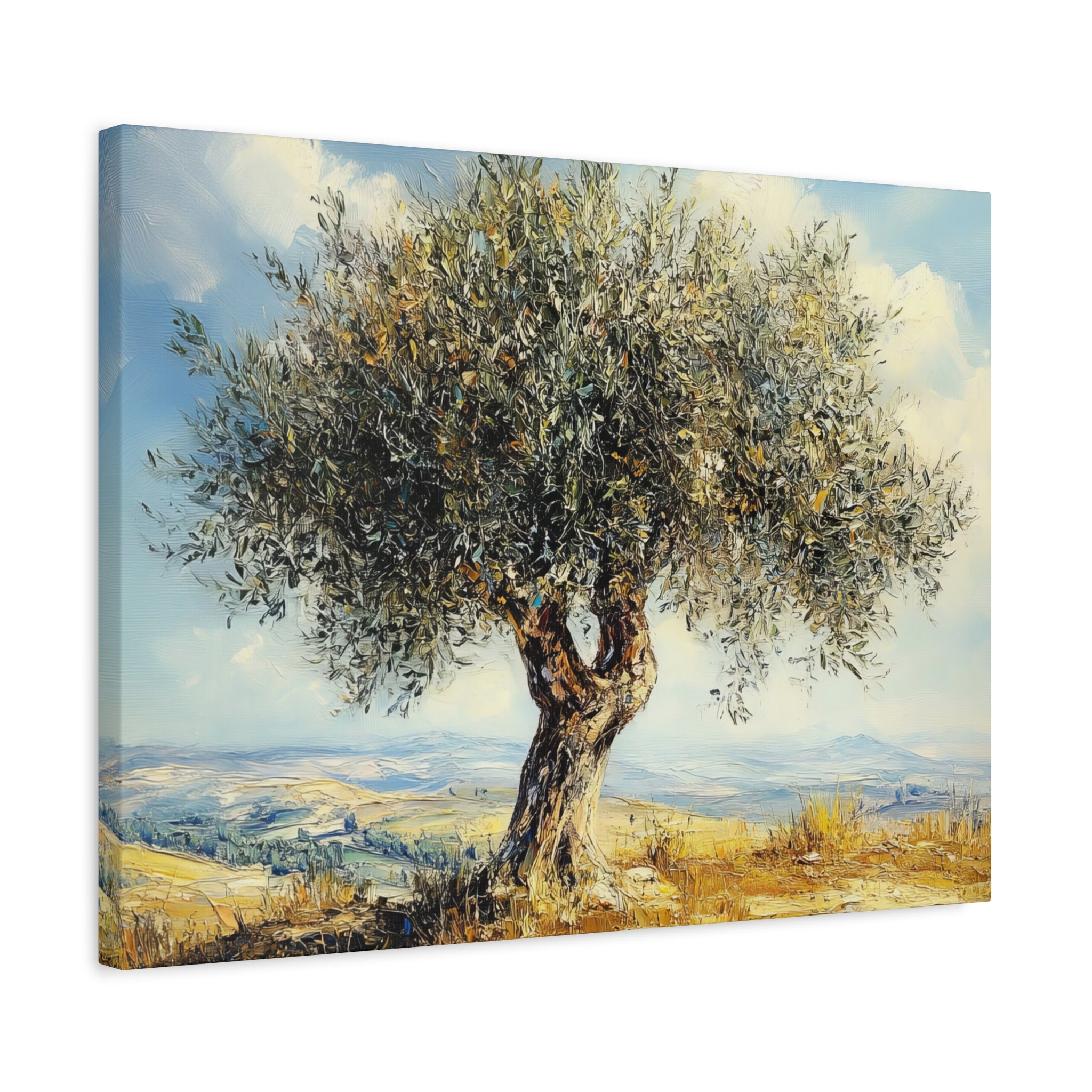 Judean Hills Olive Tree Painting Canvas Israel Art