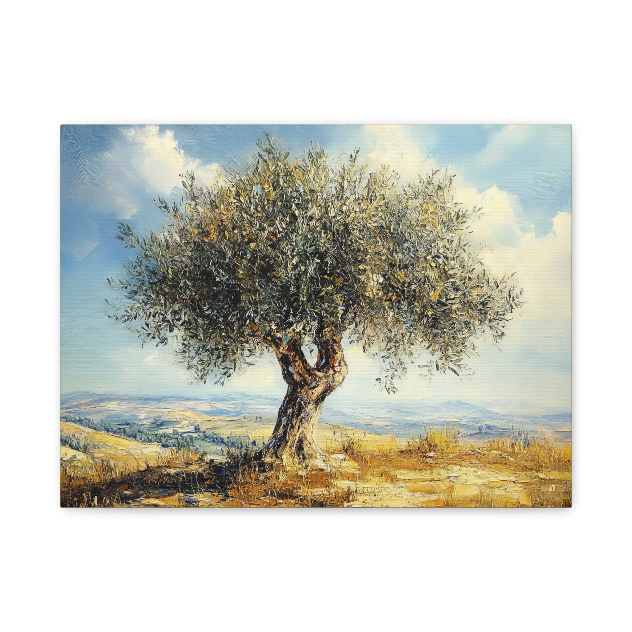 Judean Hills Olive Tree Painting Canvas Israel Art
