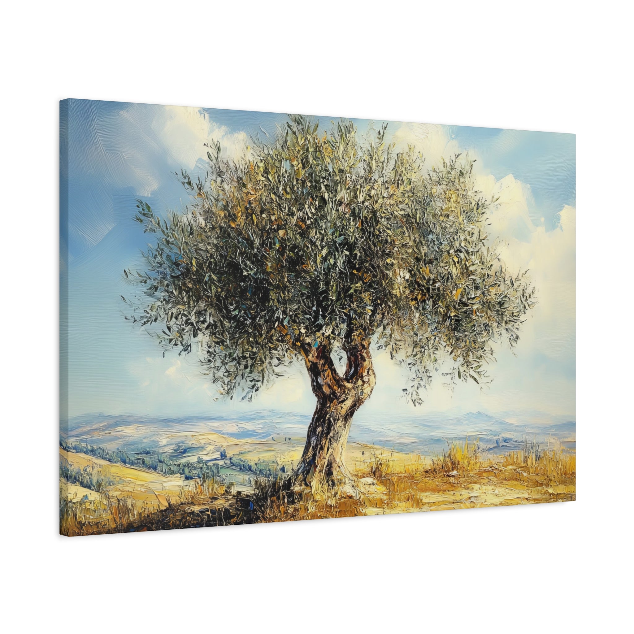 Judean Hills Olive Tree Painting Canvas Israel Art