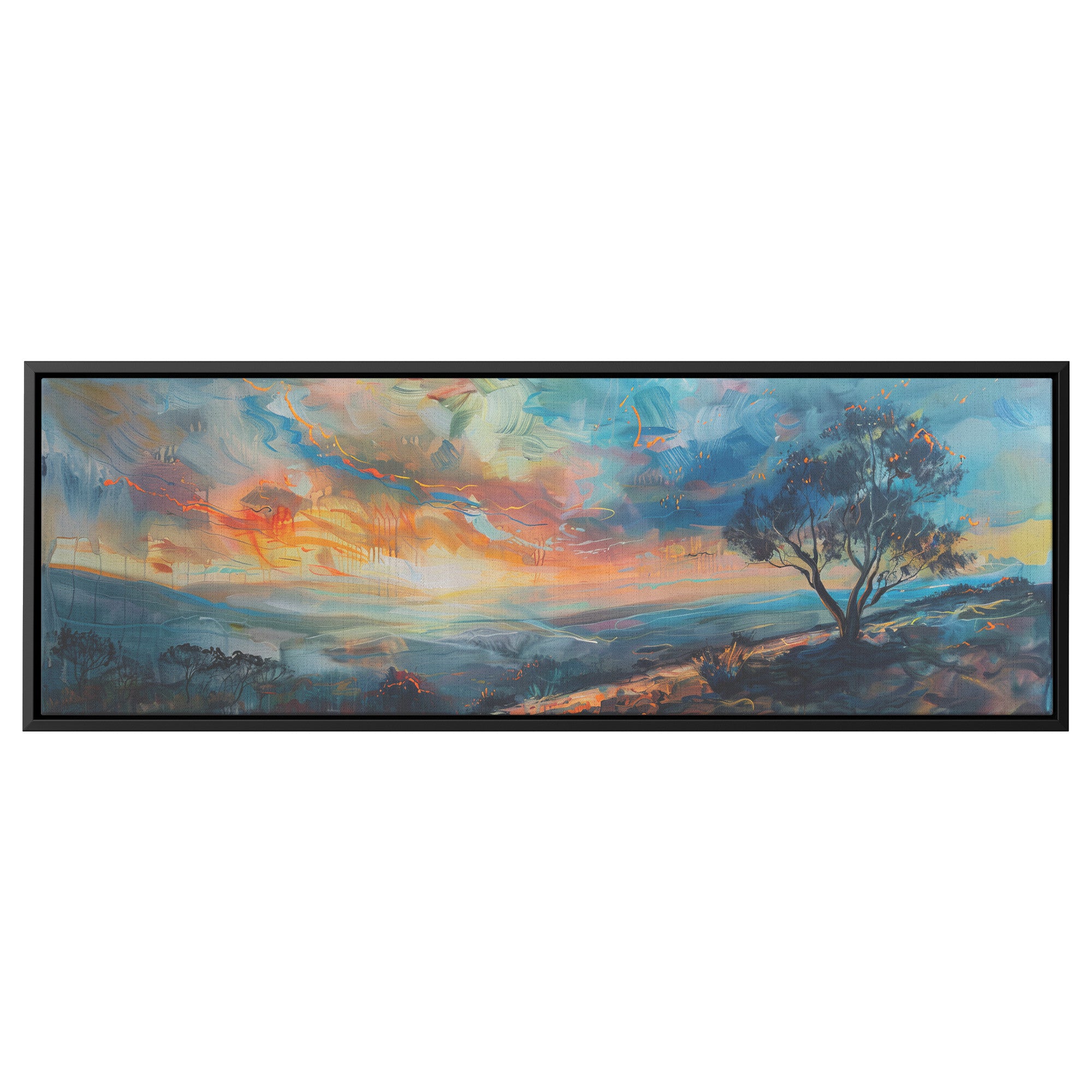 Israel Galilee Painting Panoramic Framed Canvas Ready to Hang, Israeli Art Canvas Israel Wall Art Home Decor, Judaica Painting Wall Decor