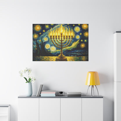 Menorah Van Gogh Style Painting Canvas