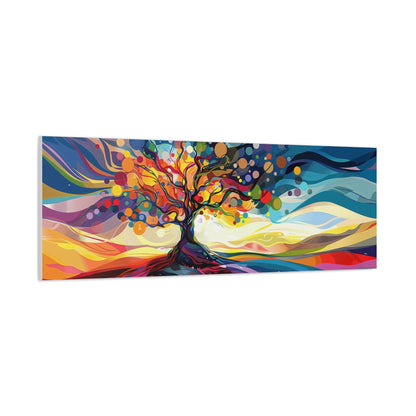 ציור עץ החיים בד פנורמי אמנות יודאיקה