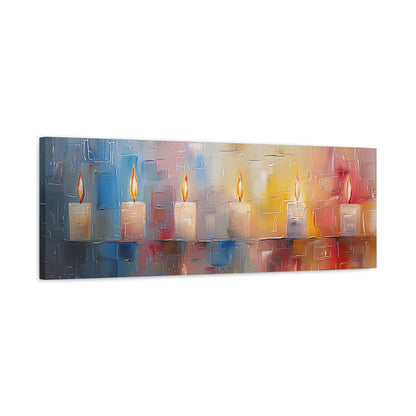 Judaica Candles Painting Panoramic Canvas Judaica Art Canvas