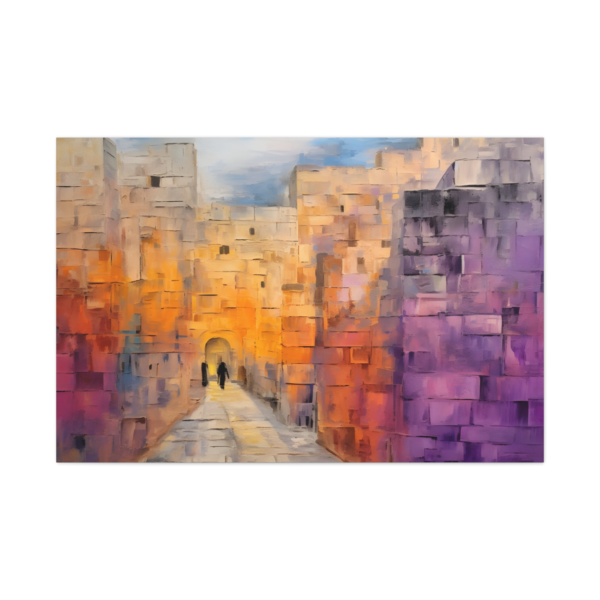 Abstract Jerusalem Old City Painting Canvas Bright