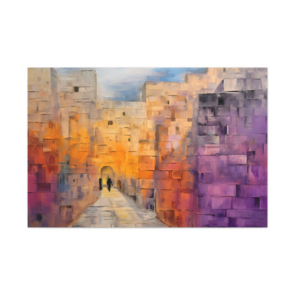 Abstract Jerusalem Old City Painting Canvas Bright