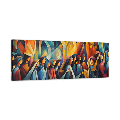 Congregation Prayer Painting Panoramic Canvas Synagogue Art