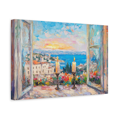 Sunset Shabbat Candles Landscape Canvas Wall Art