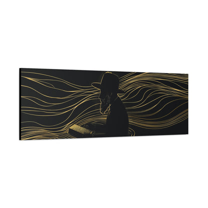 Rabbi Learning Painting Panoramic Canvas Golden Abstract Rabbi Art