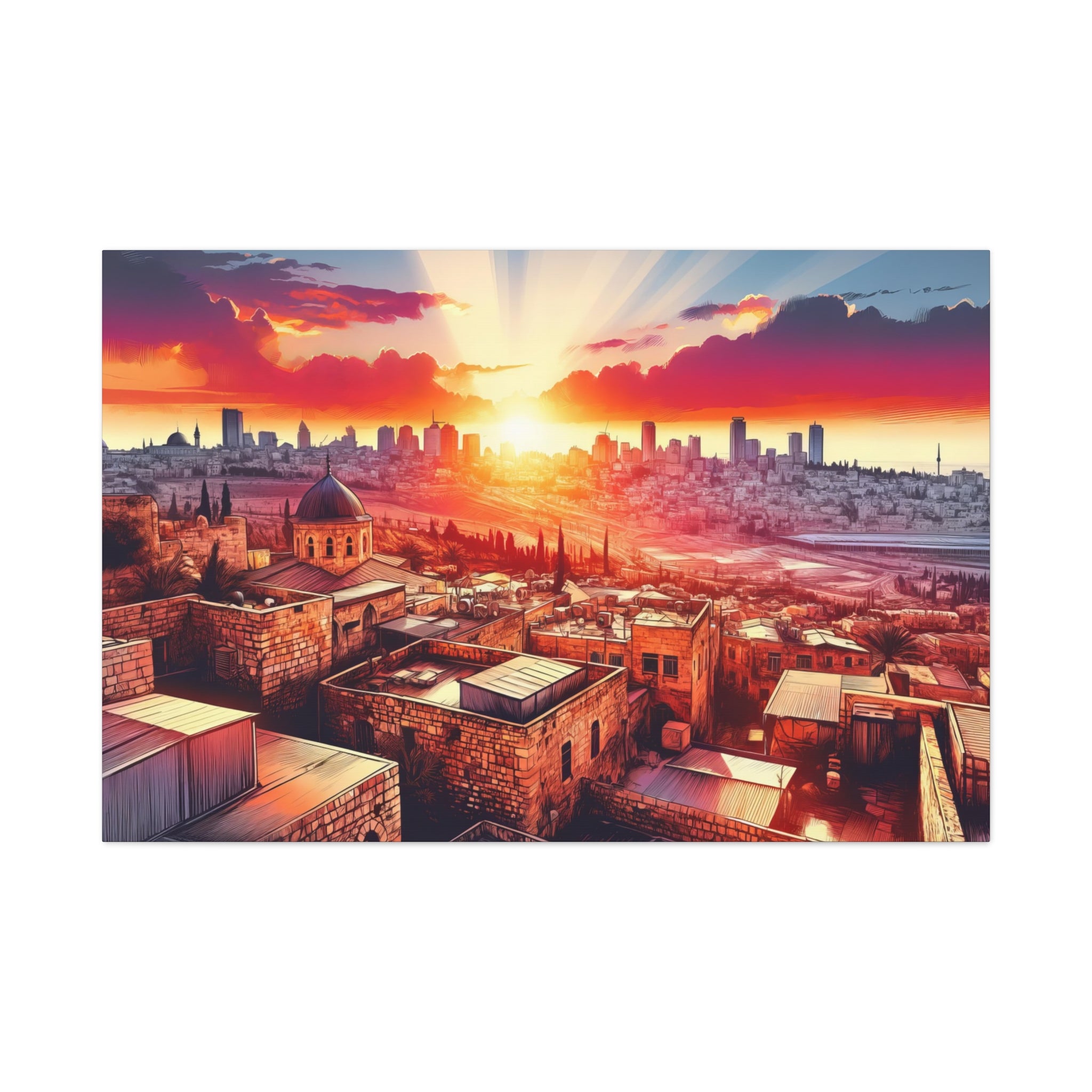 Jerusalem Sunset Painting Canvas