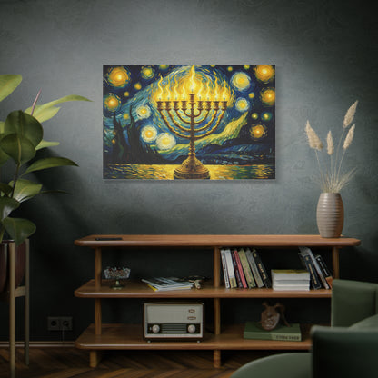 Menorah Van Gogh Style Painting Canvas