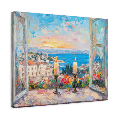 Sunset Shabbat Candles Landscape Canvas Wall Art