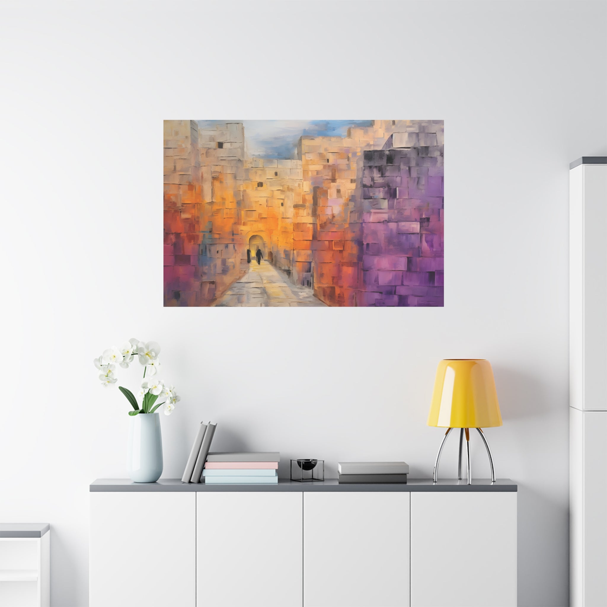 Abstract Jerusalem Old City Painting Canvas Bright