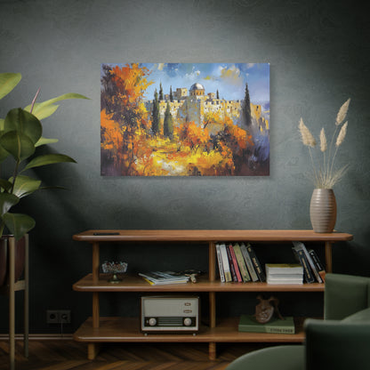 Jerusalem Landscape Painting Canvas, Old City Wall Art