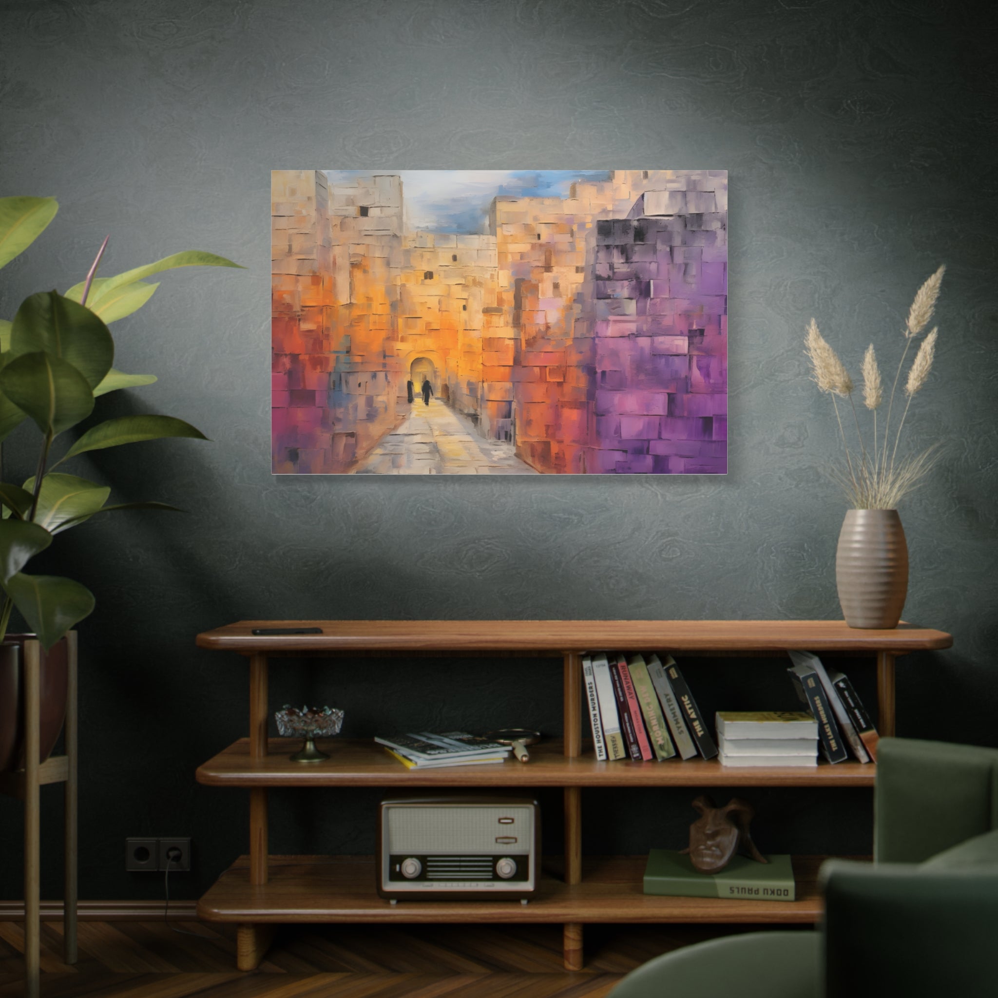 Abstract Jerusalem Old City Painting Canvas Bright