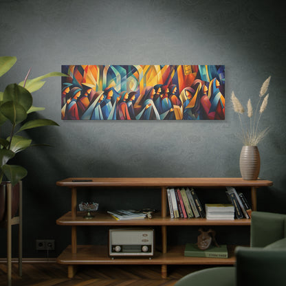 Congregation Prayer Painting Panoramic Canvas Synagogue Art