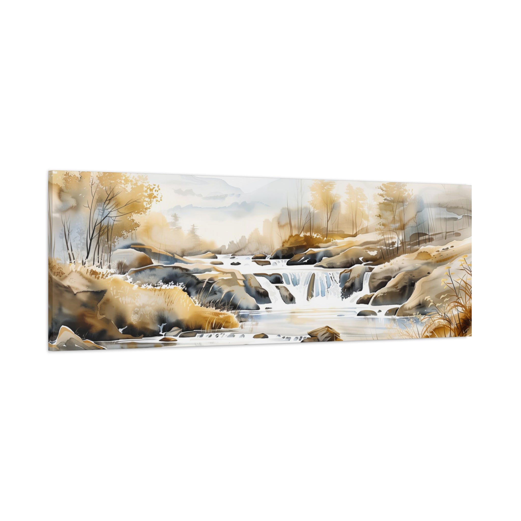 Jordan River Watercolor Painting Panoramic Canvas