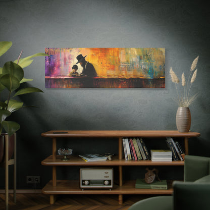 Rabbi and Kid Learning Painting Panoramic Canvas Abstract Rabbi Art