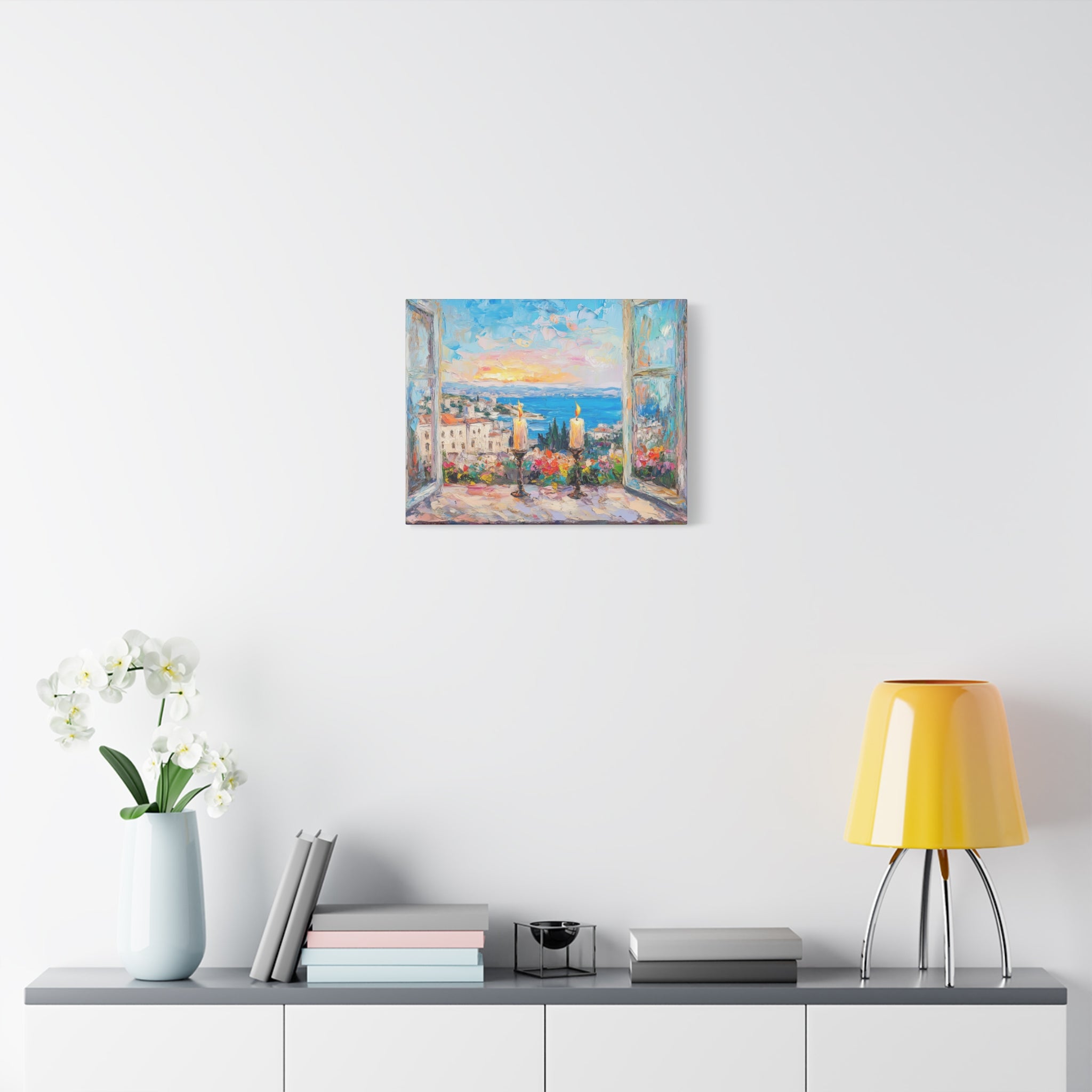 Sunset Shabbat Candles Landscape Canvas Wall Art