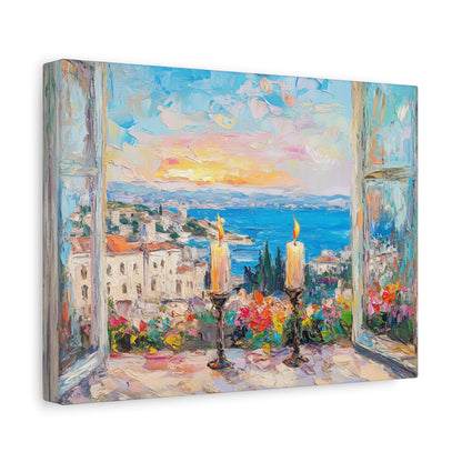 Sunset Shabbat Candles Landscape Canvas Wall Art