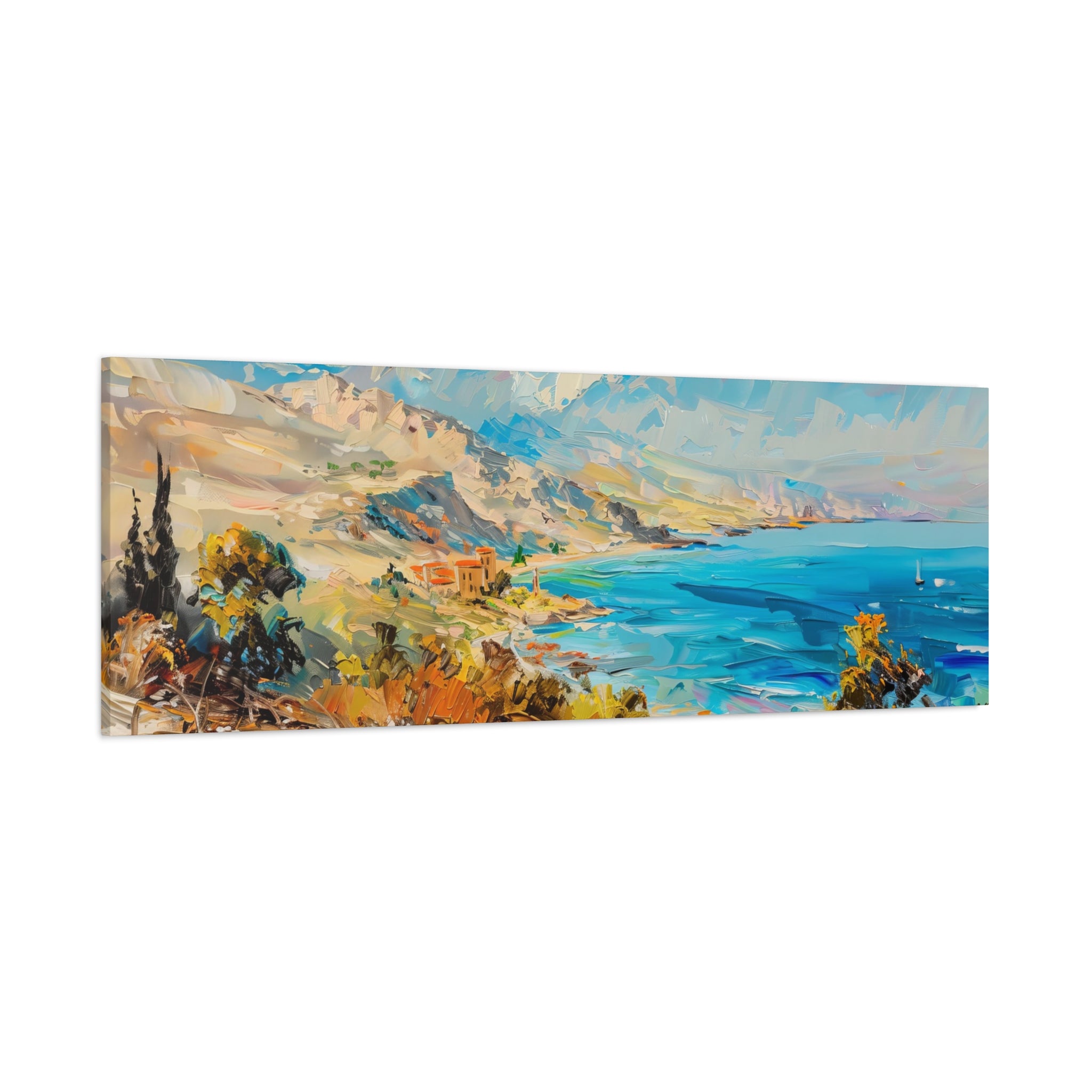 Israel Coast Painting Panoramic Canvas Israeli Landscape Art