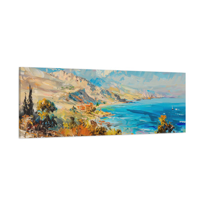 Israel Coast Painting Panoramic Canvas Israeli Landscape Art