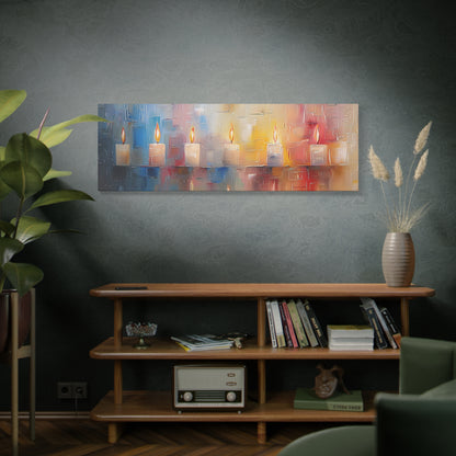 Judaica Candles Painting Panoramic Canvas Judaica Art Canvas