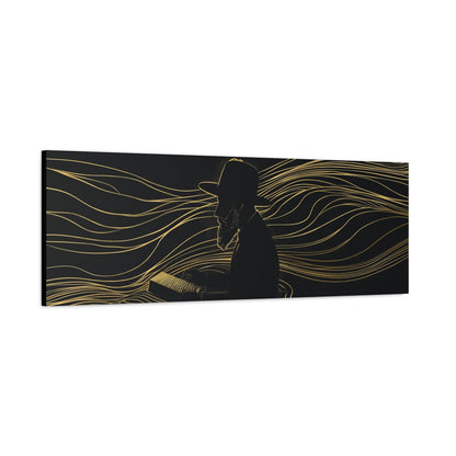 Rabbi Learning Painting Panoramic Canvas Golden Abstract Rabbi Art