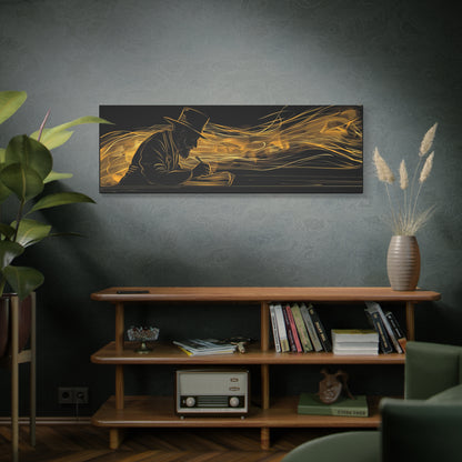 Rabbi Learning Painting Panoramic Canvas Golden Abstract Rabbi Art