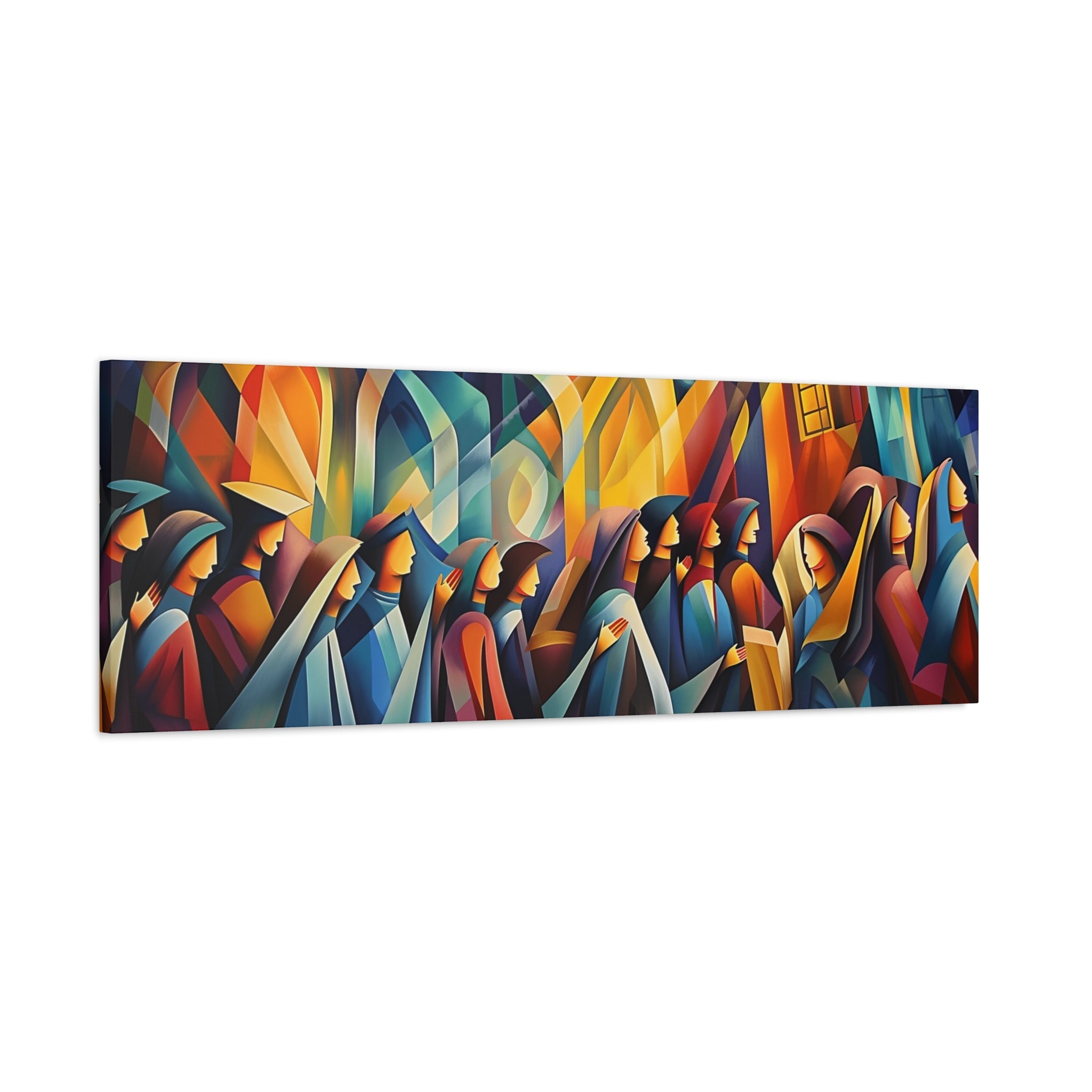 Congregation Prayer Painting Panoramic Canvas Synagogue Art