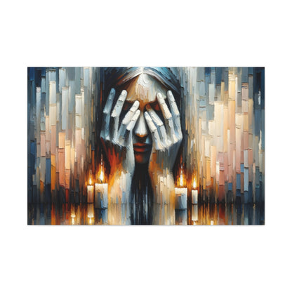 Abstract Shabbat Candles Lighting on Canvas