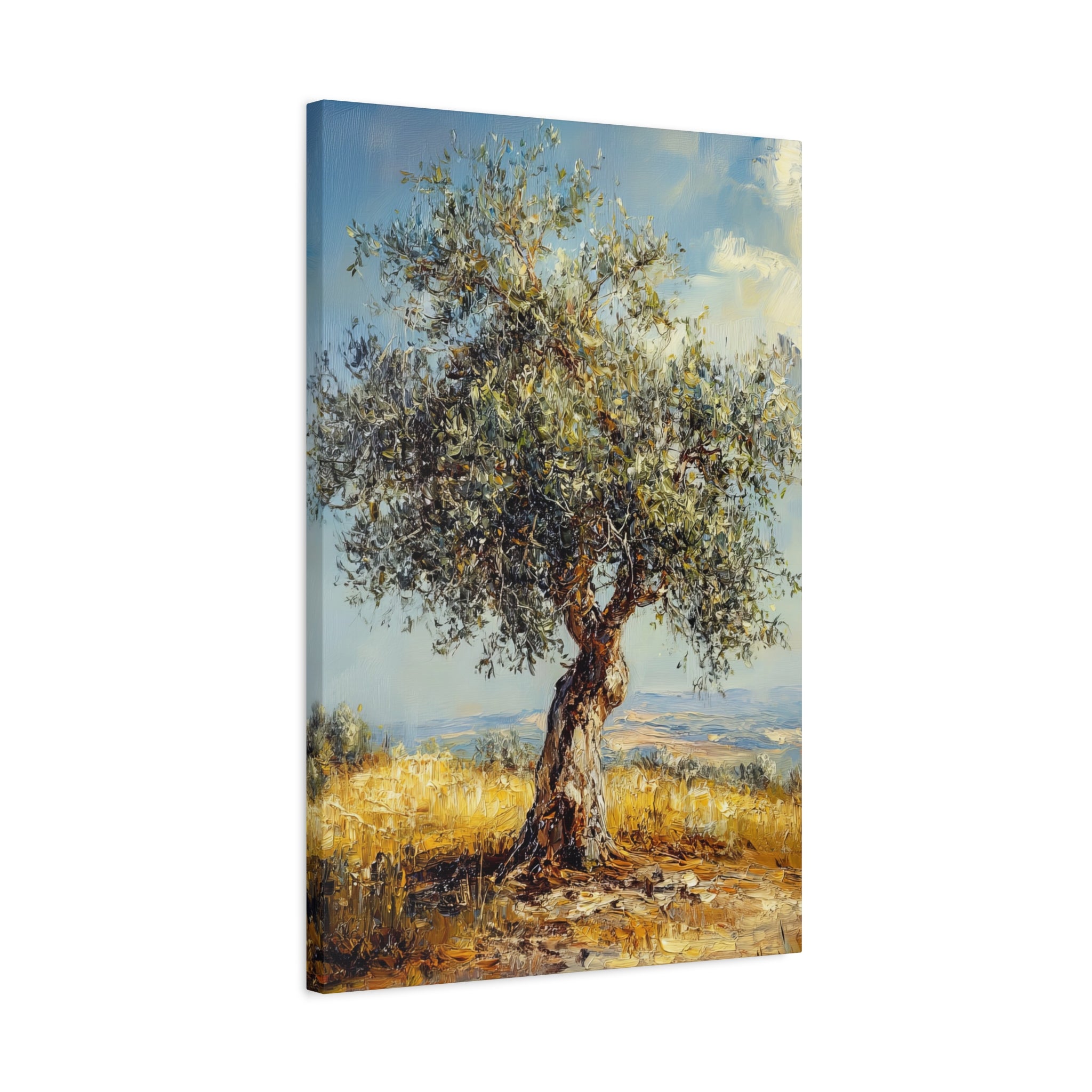 Judean Hills Olive Tree Painting Canvas Israel Art