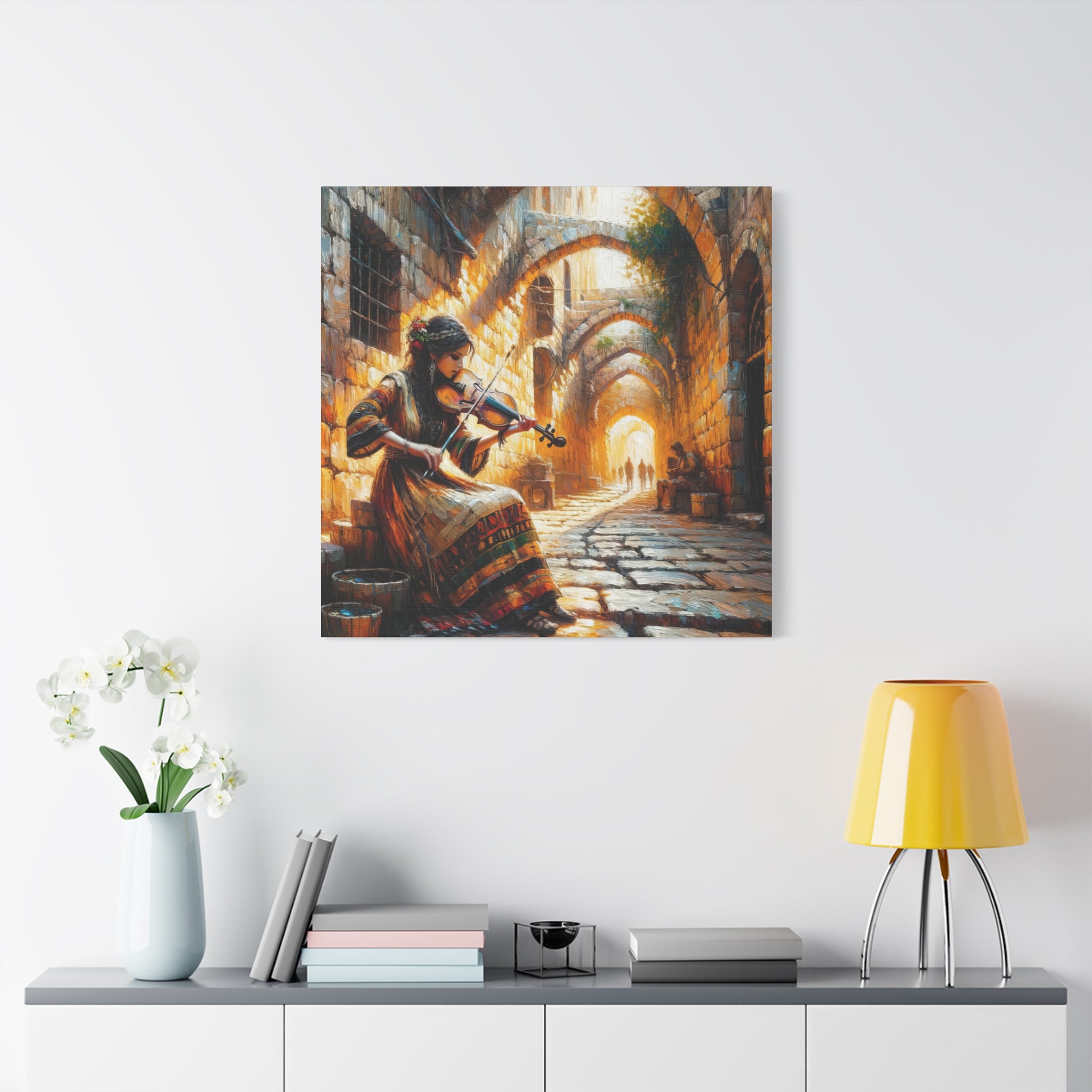 Jerusalem Violinist Painting Canvas