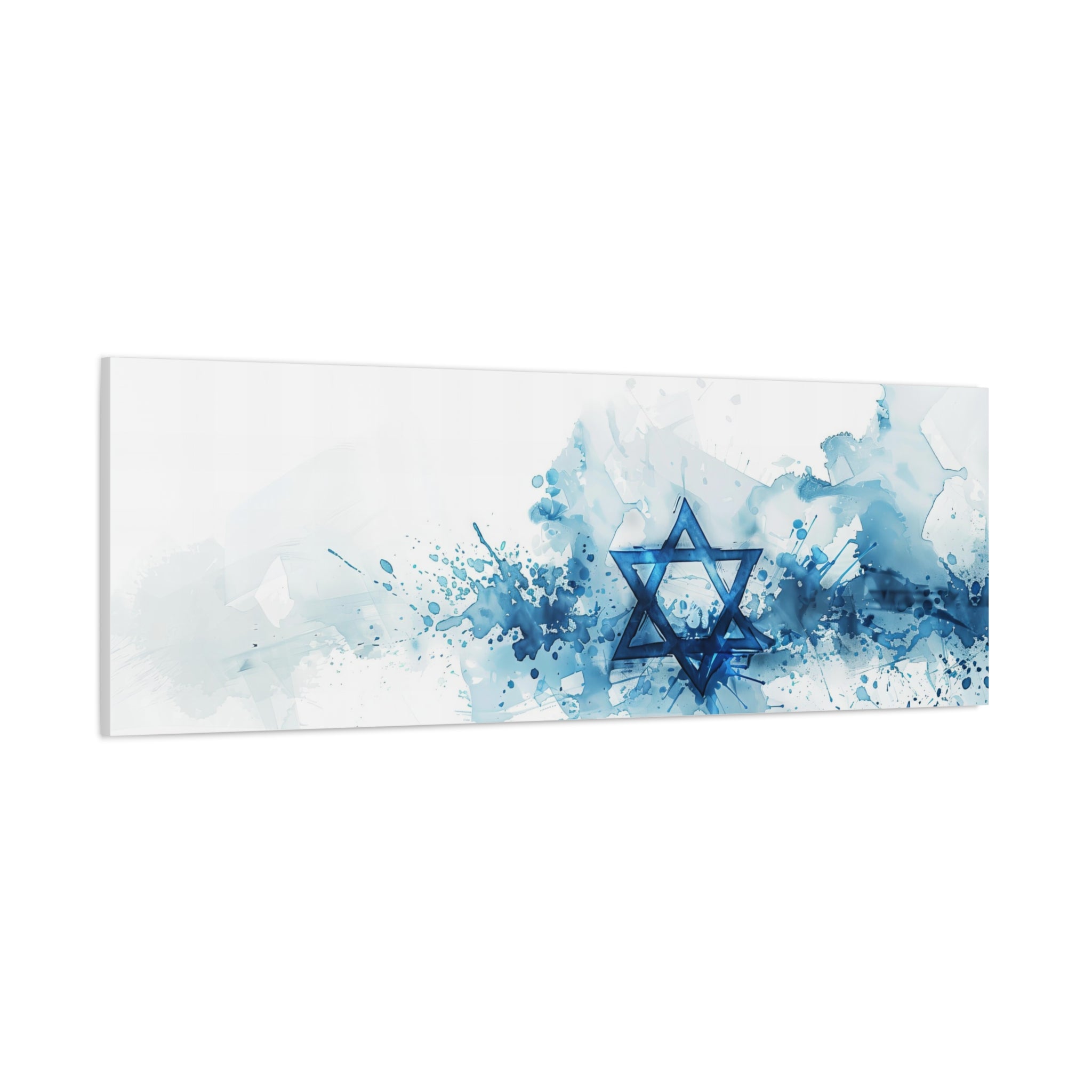 Abstract Israel Painting Panoramic Canvas, Israeli Flag Art