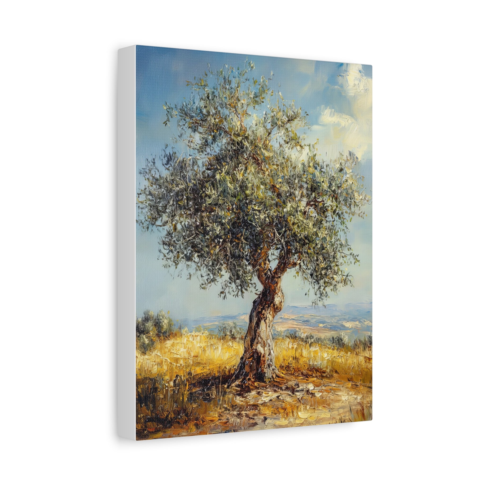 Judean Hills Olive Tree Painting Canvas Israel Art