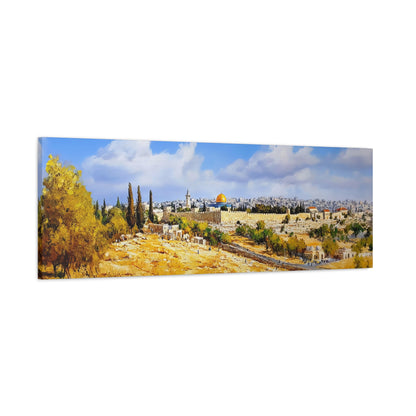 Jerusalem Landscape Painting Panoramic Canvas Judaica Art