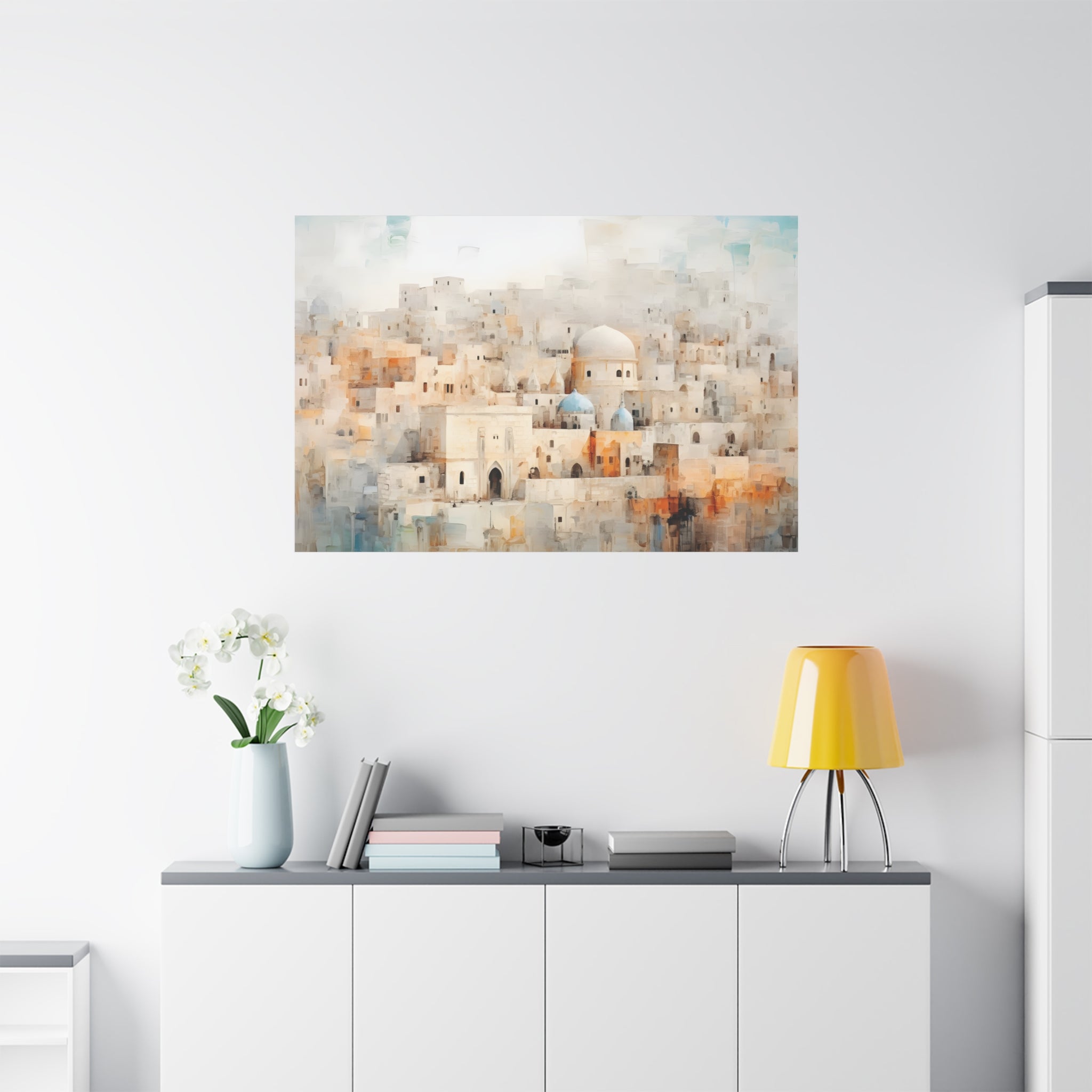 Abstract Jerusalem Old City Painting on Canvas