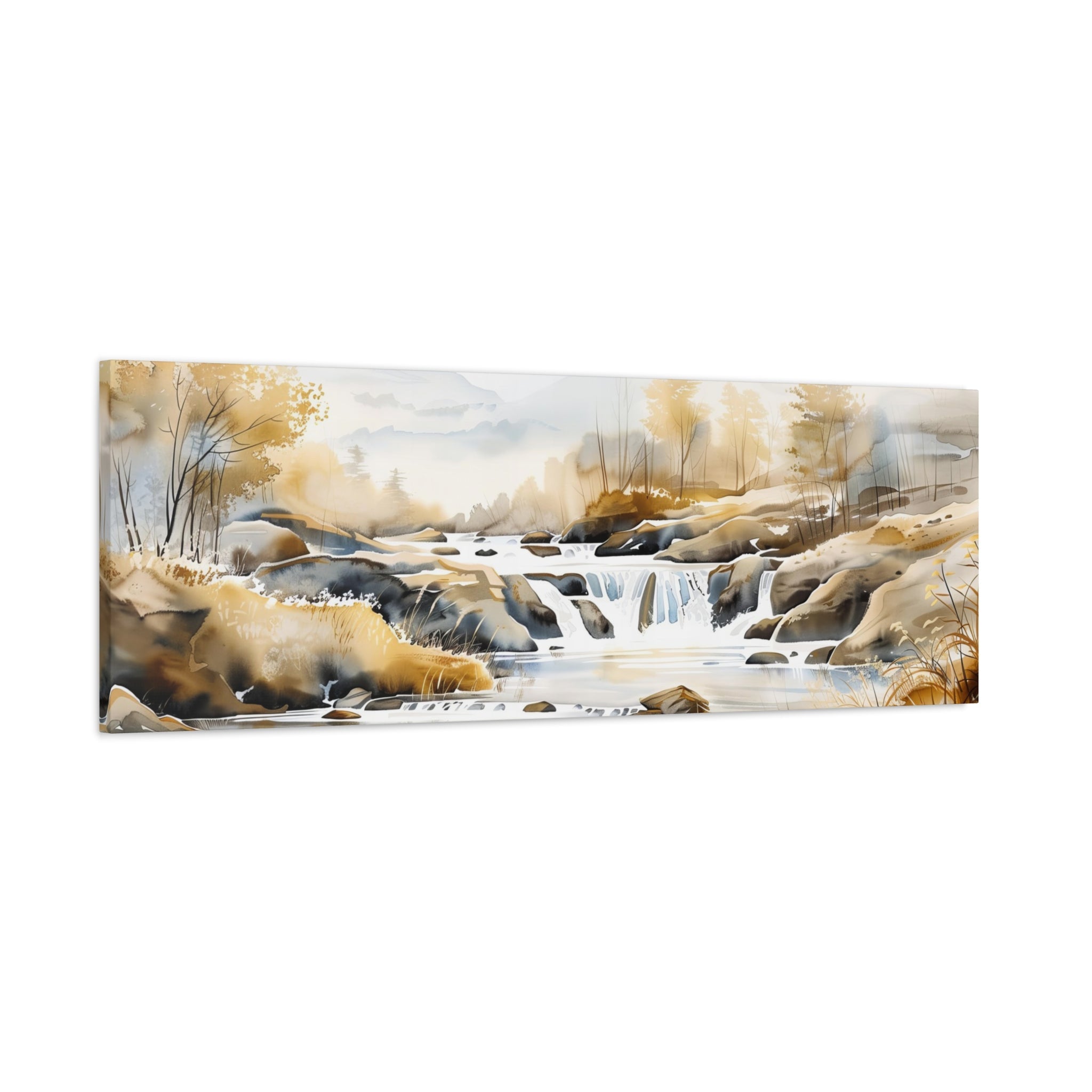 Jordan River Watercolor Painting Panoramic Canvas