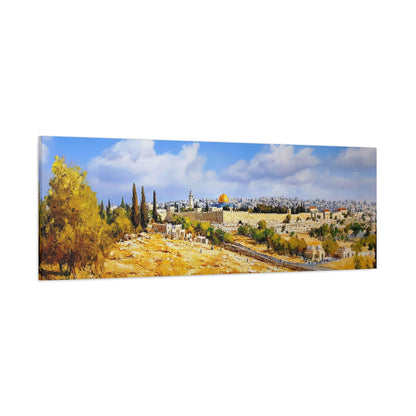 Jerusalem Landscape Painting Panoramic Canvas Judaica Art