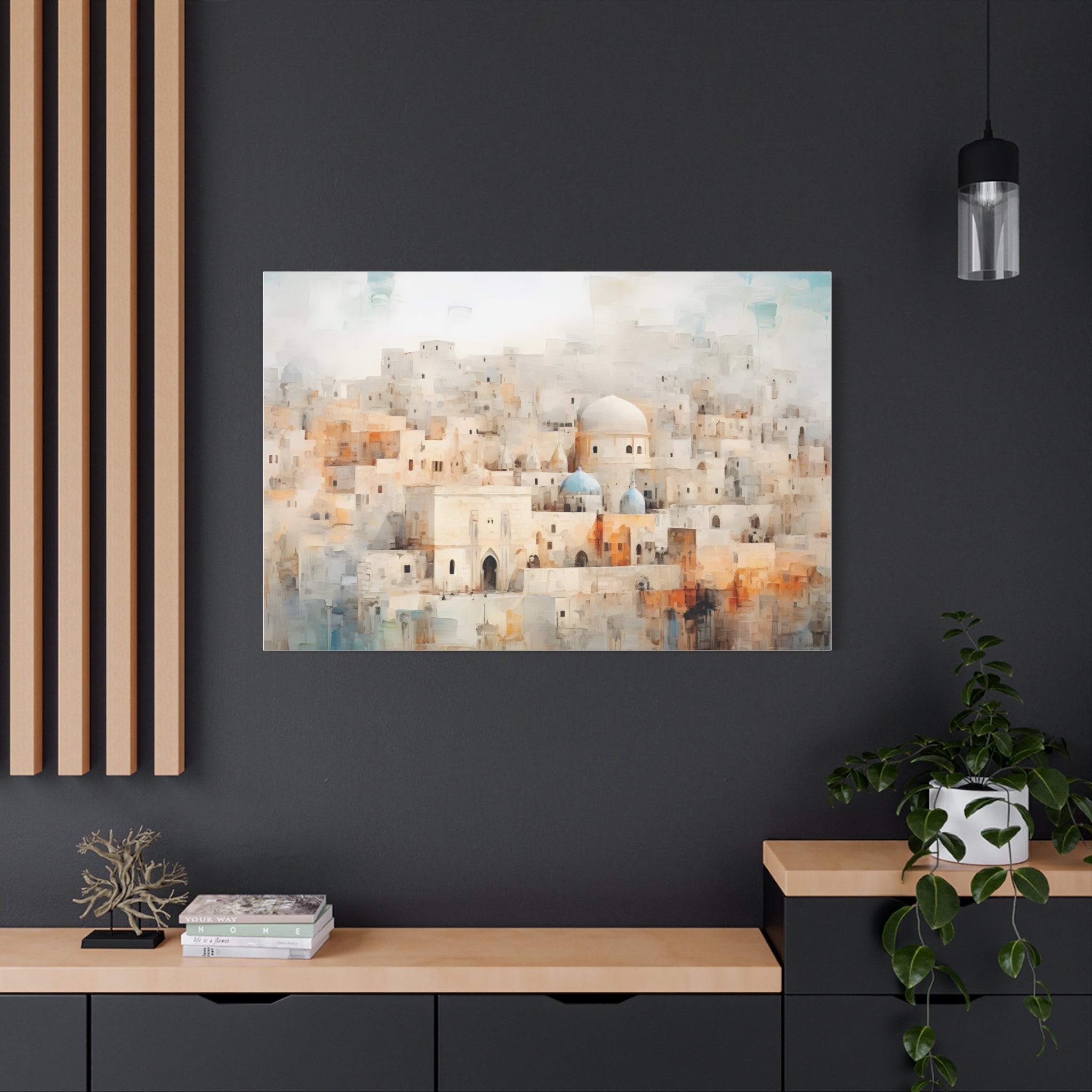 Abstract Jerusalem Old City Painting on Canvas