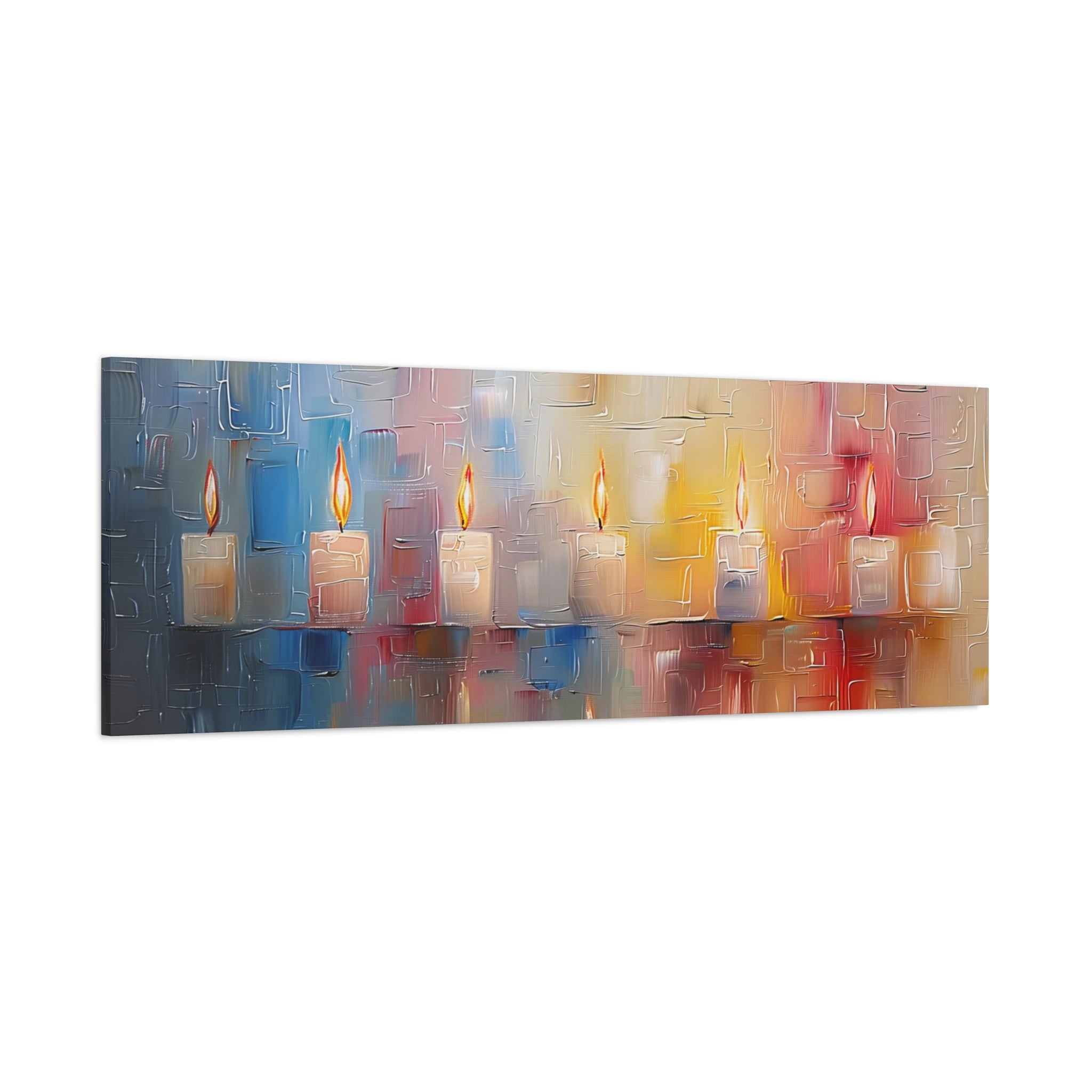 Judaica Candles Painting Panoramic Canvas Judaica Art Canvas