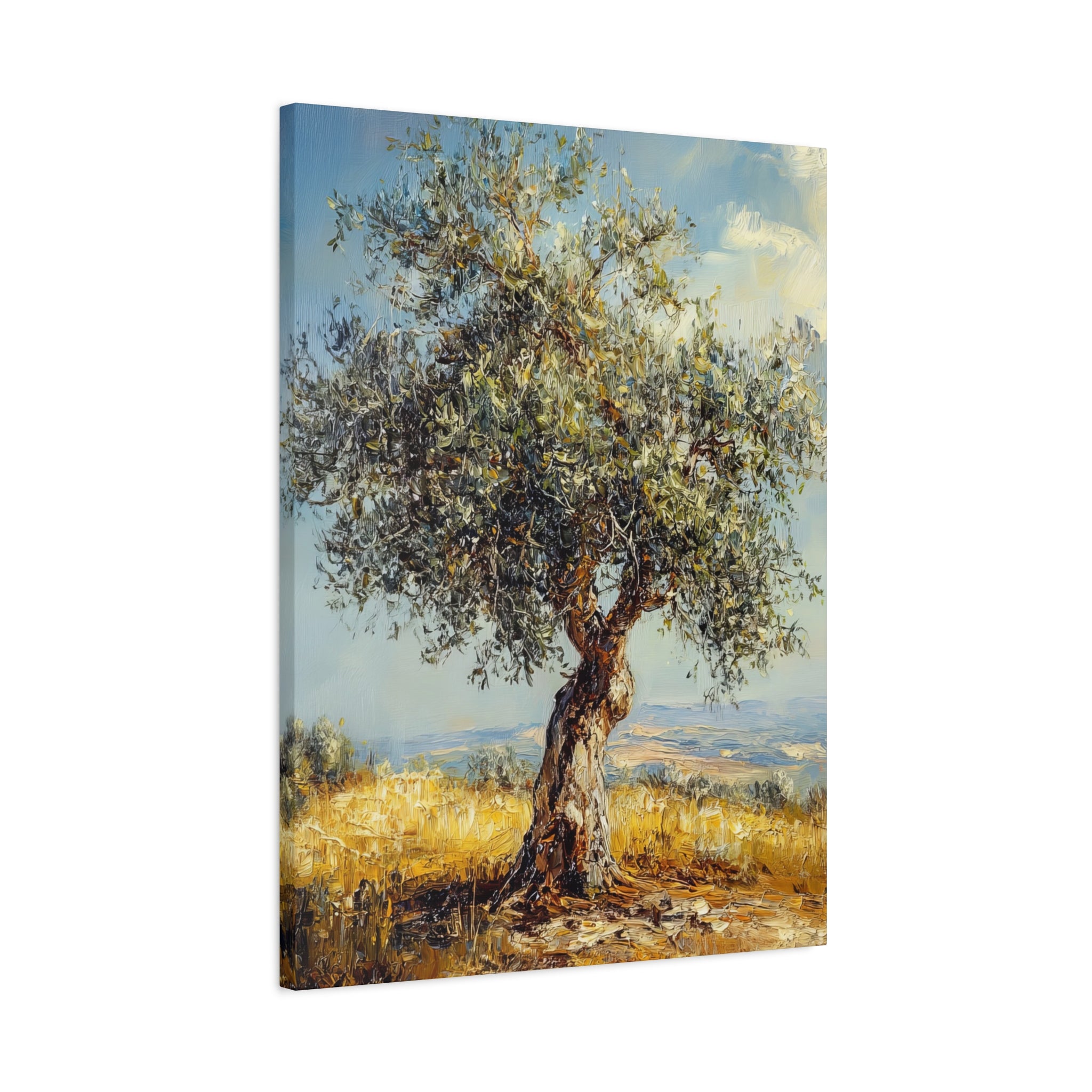 Judean Hills Olive Tree Painting Canvas Israel Art