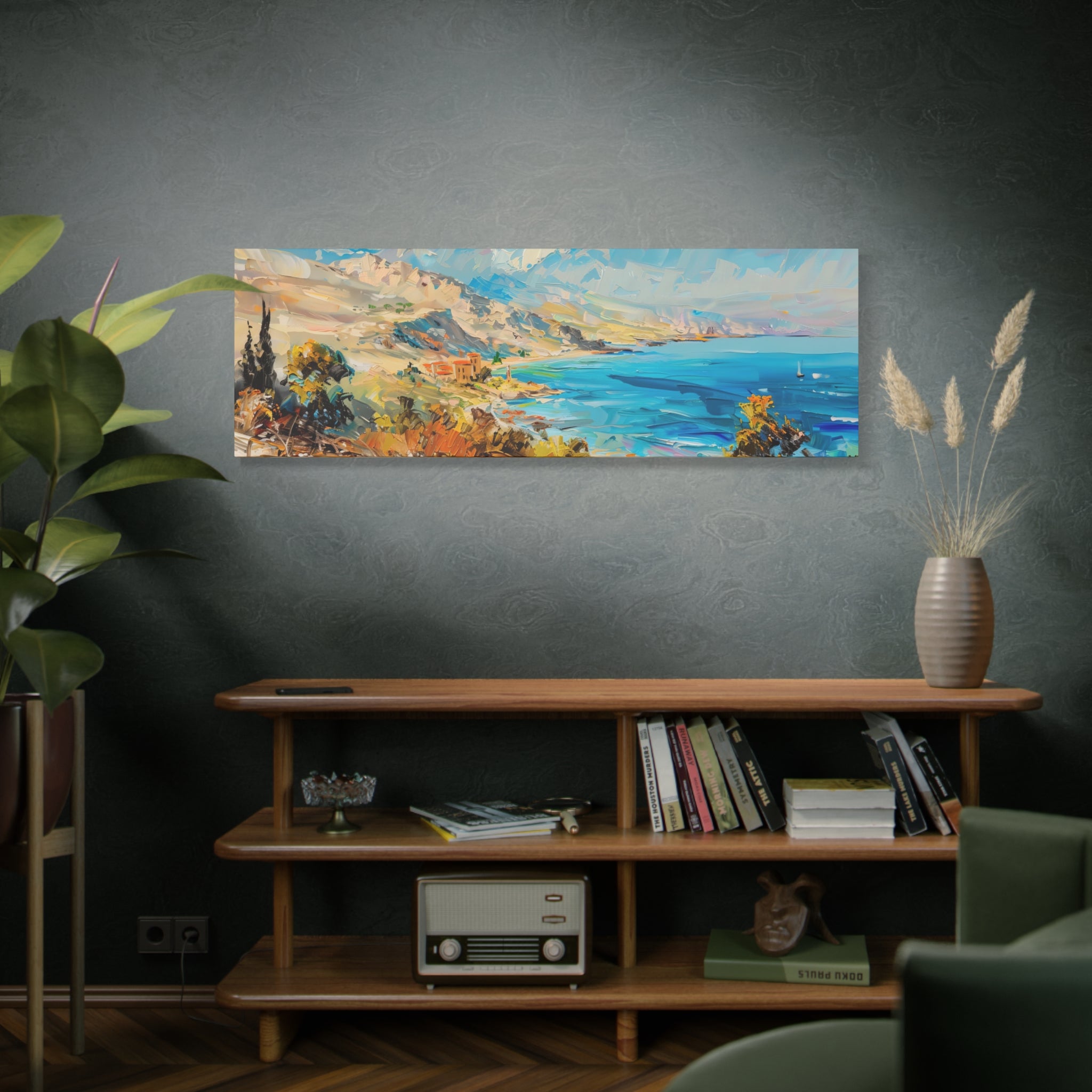 Israel Coast Painting Panoramic Canvas Israeli Landscape Art