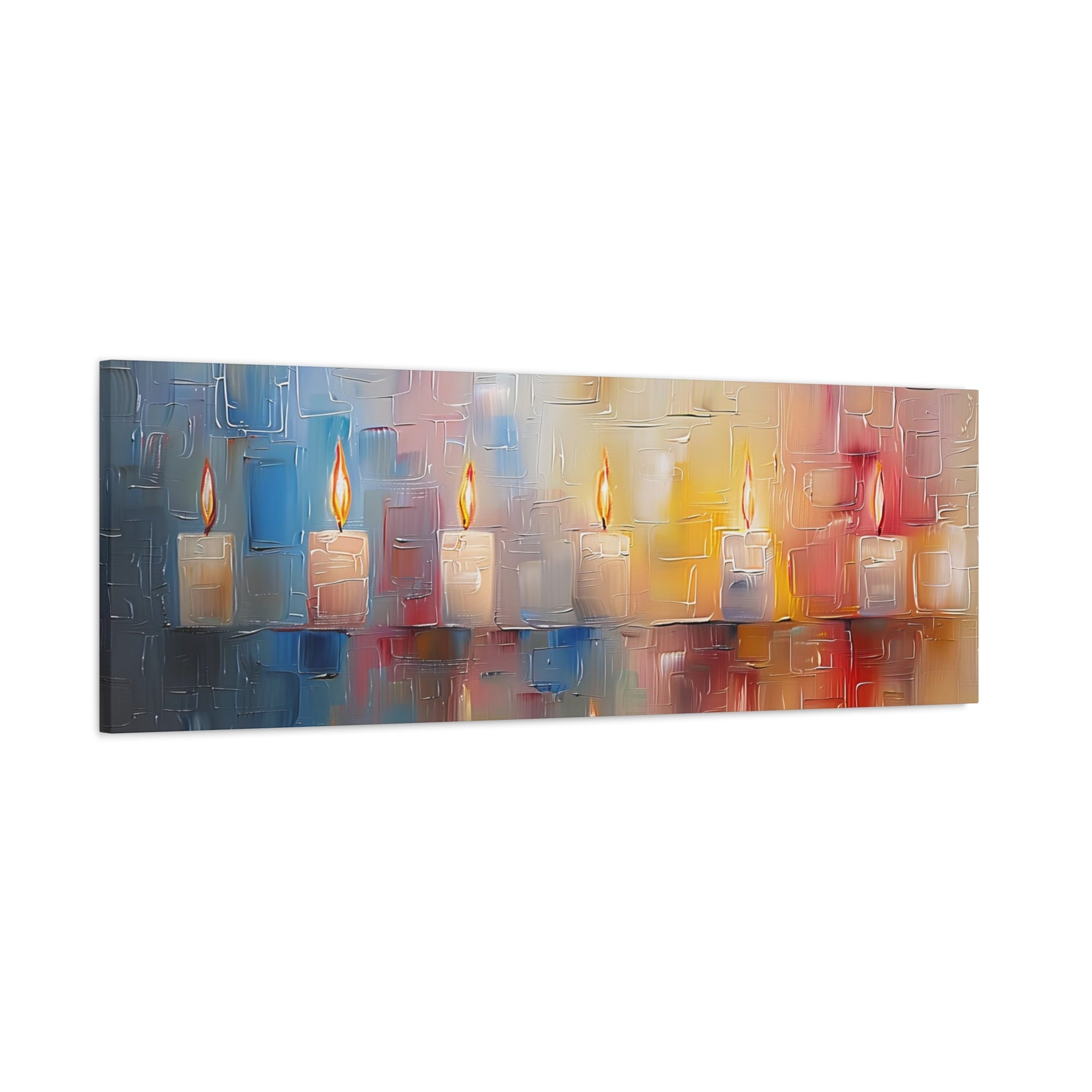 Judaica Candles Painting Panoramic Canvas Judaica Art Canvas